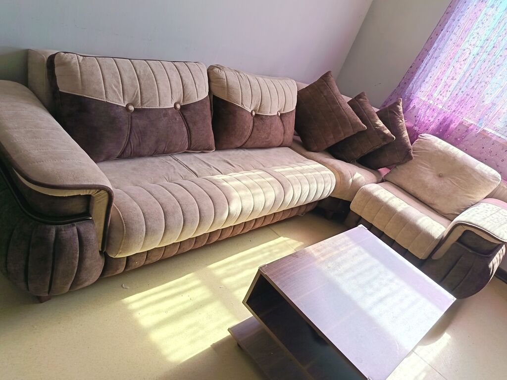 Künc divan dəsti - Tərkib: 1 ədəd geniş künc divan + 1 ədəd bərk — Divanlər, Xızı (5)