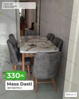 Masa Dəsti – 80×130/170 sm - Mexanizm: açılan (uzadıla bilən) - Stul — Mebel