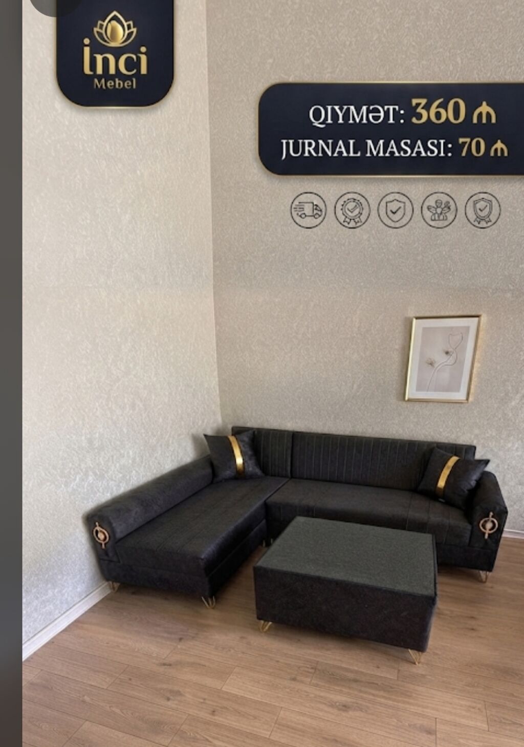 Yeni, Künc divan, Qonaq otağı üçün, Açılmayan, Azərbaycan - 1