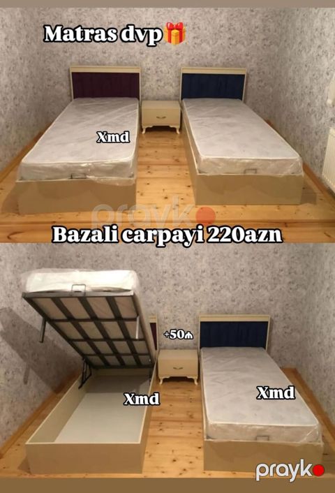 Bazalı tək nəfərlik çarpayı - Ölçü: XMD (şəkildə göstərilən standart — Mehdiabad