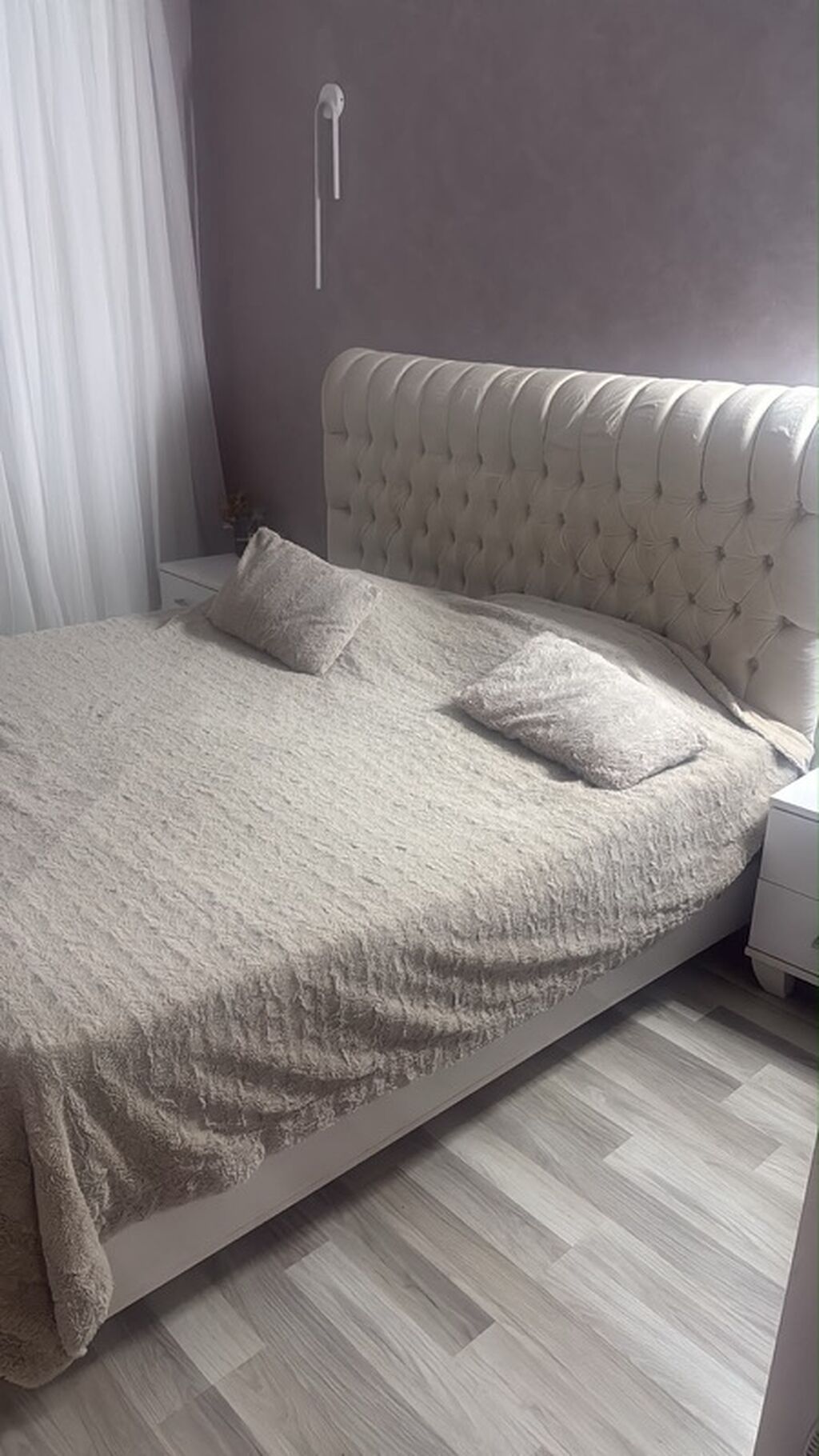 Yataq dəsti – yüksək başlıqlı, düyməli kapitone dizayn - Ölçü: iki — Mebel, Mehdiabad
