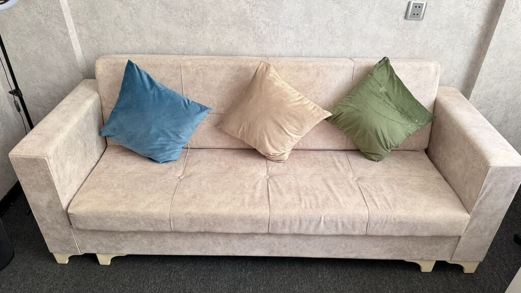 Bej rəngli 3 yerlik divan - Minimalist, düz xətli dizayn – geniş — Mebel, Bakı (3)