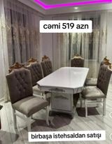 Yemək otağı dəsti – klassik dizayn - Dəst: 1 düzbucaqlı masa + 6 stul — Furniture