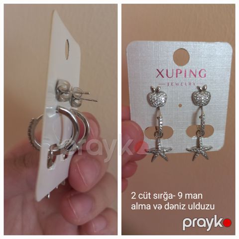 Xuping Jewelry — alma və dəniz ulduzu temalı sırğa dəsti (2 cüt) — Bakı
