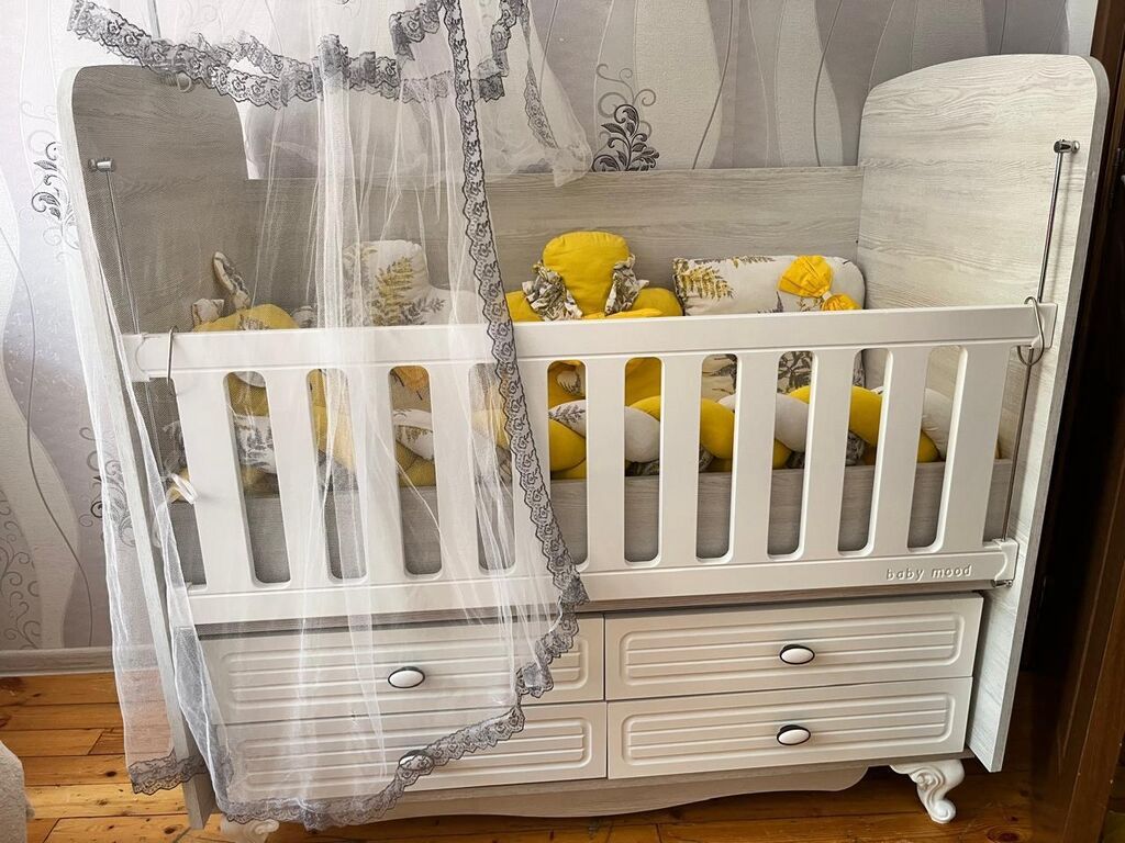 Uşaq beşiyi – Baby Mood modeli (İstifadə olunmayıb) - Material: ağ — Mebel, Masazır (3)