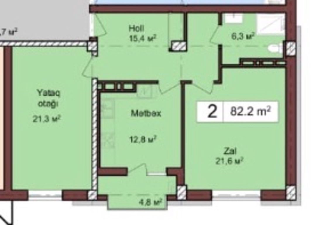 Satılır 2 otaqlı yeni tikili 82.2 m² — Mənzil, Bakı (11)