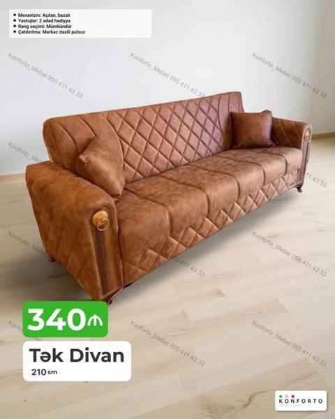 Tək divan – 210 sm - Açılan, bazalı mexanizm: gündəlik istifadəyə və