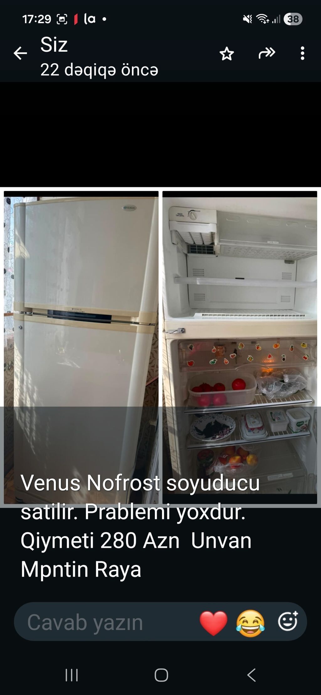 Venus Nofrost soyuducu