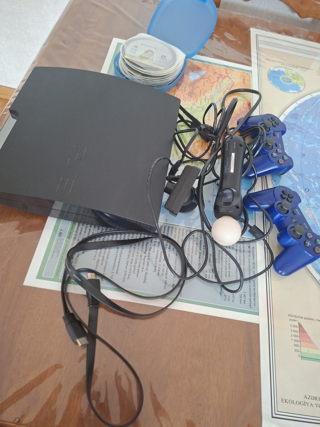 PlayStation 3 (PS3) Slim oyun konsolu komplekti Paket tərkibi: - PS3 — Oyun konsolları, Bakı (2)