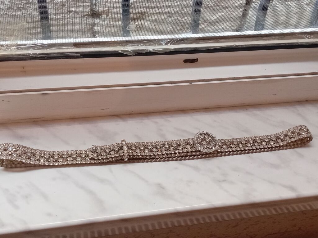 Parlaq daşlı qadın kəməri və toka dəsti - Material: parlaq — Aksesuarlar, Masazır (2)