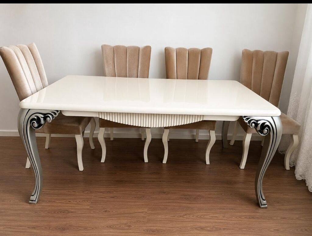 Qonaq otağı üçün, İşlənmiş, Açılmayan, Kvadrat masa, 6 stul — Masalar və stullar, Bakı