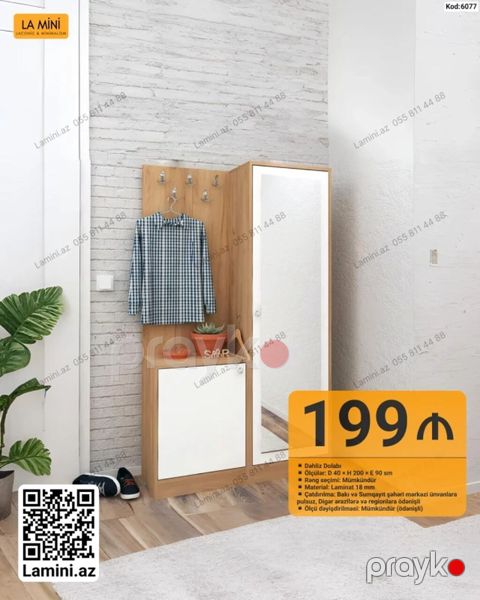 Dəhliz Dolabı – LA Mını (Kod: 6077) Ölçülər: D 40 H 200 E 90 sm — Bakı