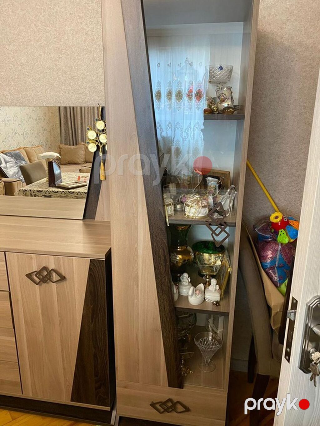 Qonaq otağı üçün vitrinalı mebel dəsti - Rəng: açıq palıd və tünd qoz — Mebel, Bakı (3)