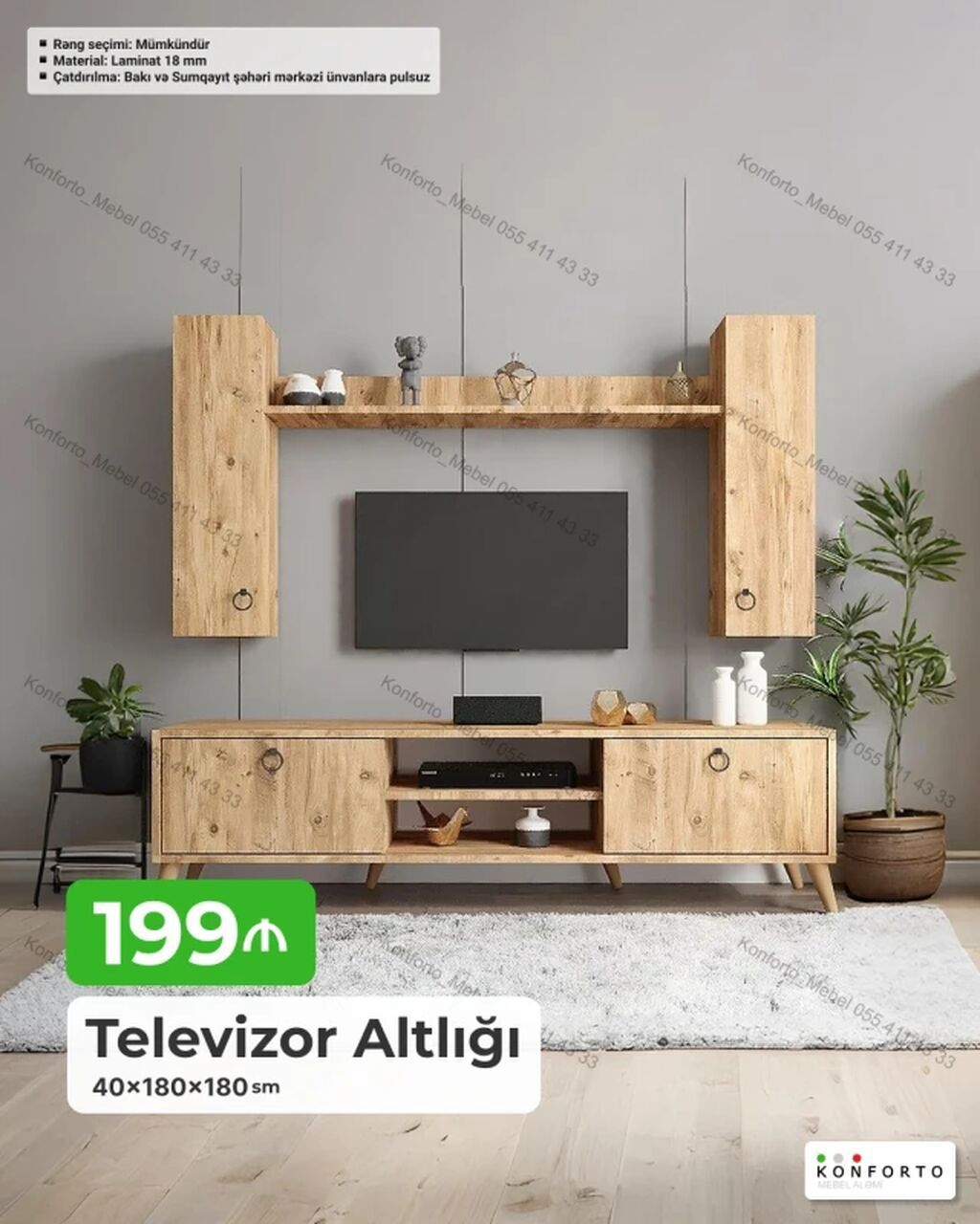 Televizor altlığı və divar asma modulu dəsti Xüsusiyyətlər: -