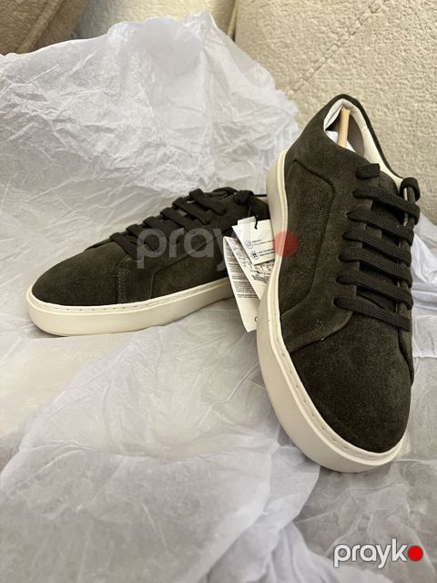 Zara KHAKI GREEN Leather Trainers 41 SİZE