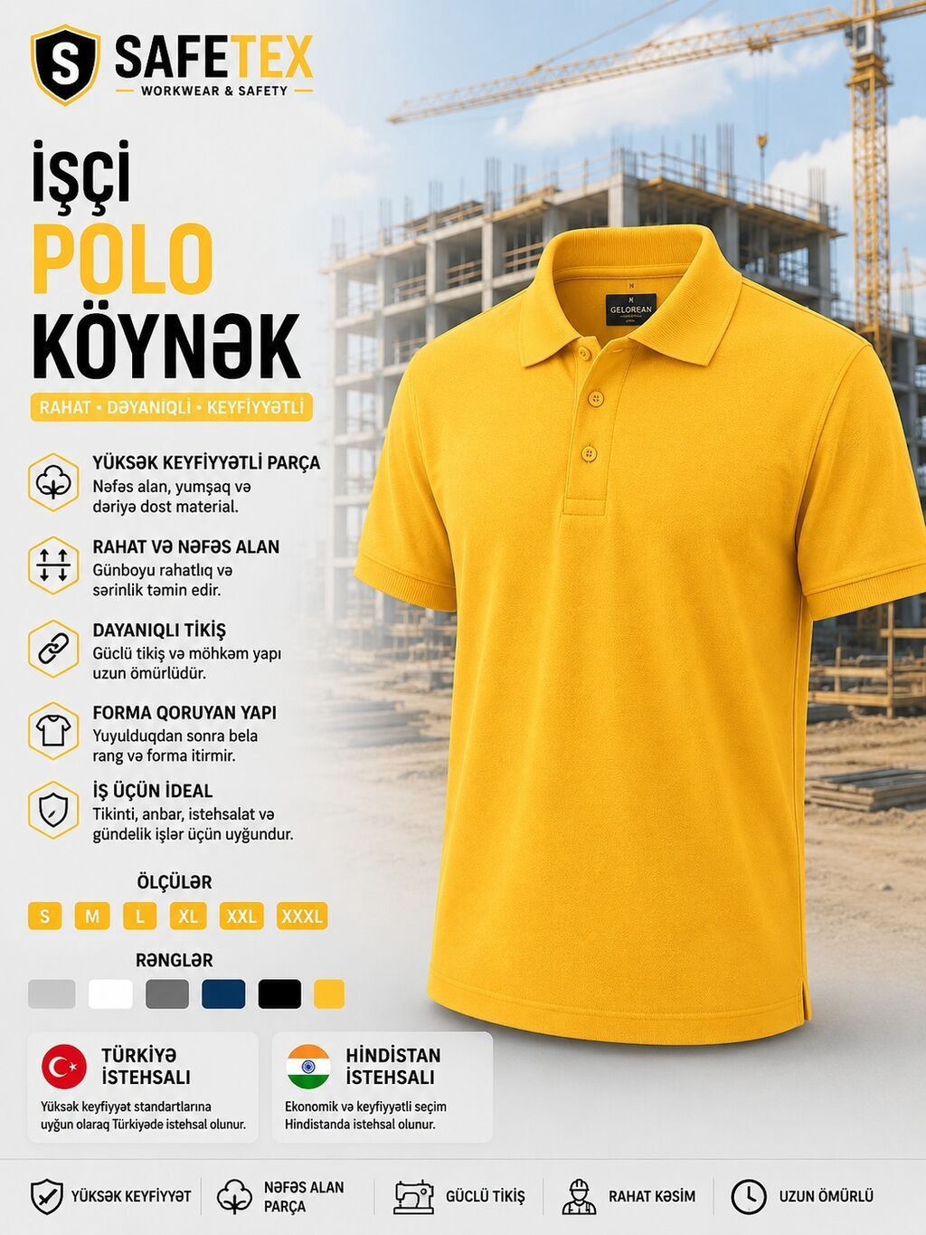 SAFETEX İşçi Polo Köynəyi