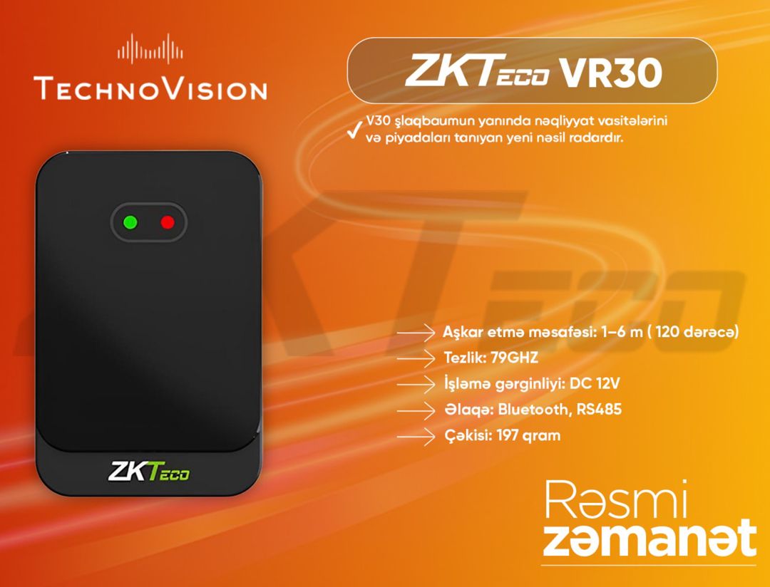 ZKTeco VR30 (Photosell) — Təhlükəsizlik sistemləri, Bakı