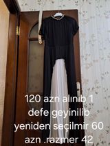 Qara rəngli zərif kombinezof. Yuxarı hissə qısaqollu, daş-kristal yaxası, ölçü 42 — Xanım
