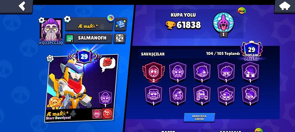 Brawl Stars hesabı – yüksək səviyyəli və zəngin kontentli - Kupa