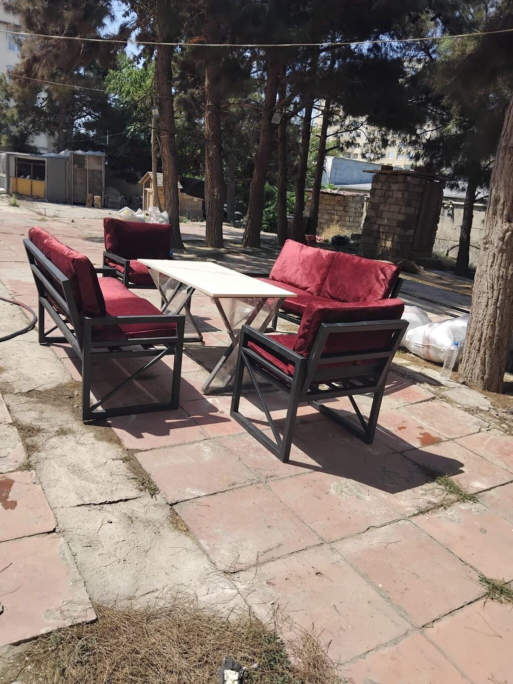 Metall karkaslı açıq hava mebel dəsti Tərkib: - 1 ədəd ikinəfərlik — Mebel, Digah (3)