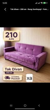 Divan, Yeni, Açılmayan, Vеlur parça, Şəhərdaxili pulsuz çatdırılma — Mallar