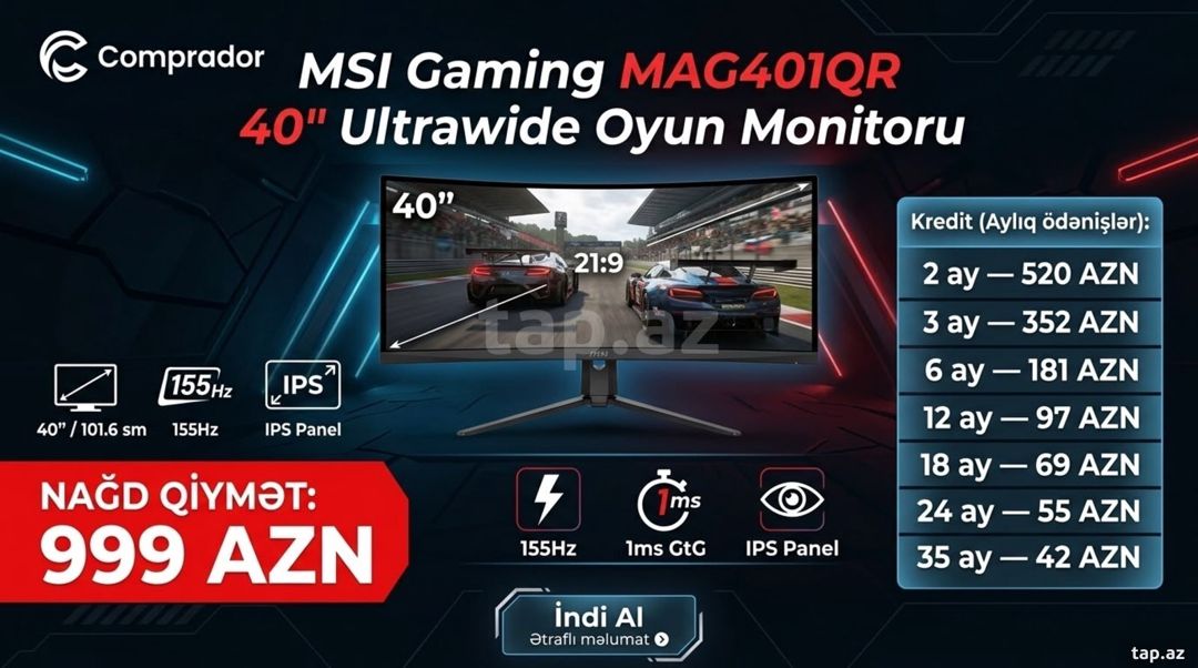 Oyun monitoru MSI Gaming MAG401QR 40" Ultrawide — Elektronika, Bakı