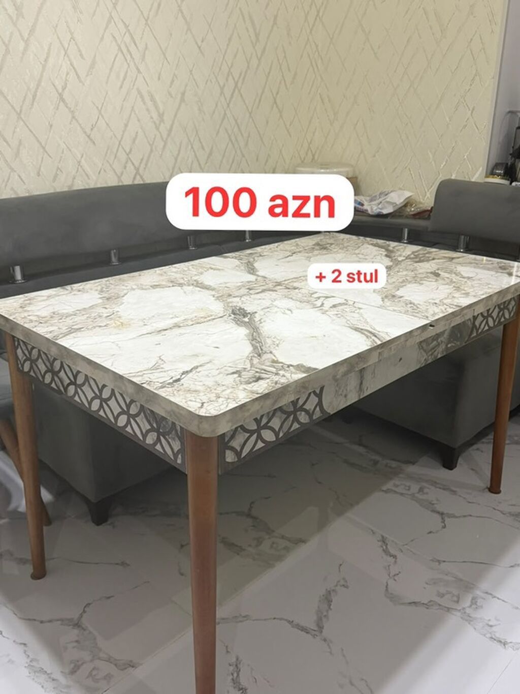 TƏCİLİ SATILIR ❗️❗️❗️Mətbəx/yev süfrə masası + 2 stul dəsti. - Üst — Mebel, Xırdalan