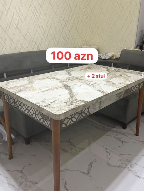 TƏCİLİ SATILIR ❗️❗️❗️Mətbəx/yev süfrə masası + 2 stul dəsti. - Üst — Xırdalan