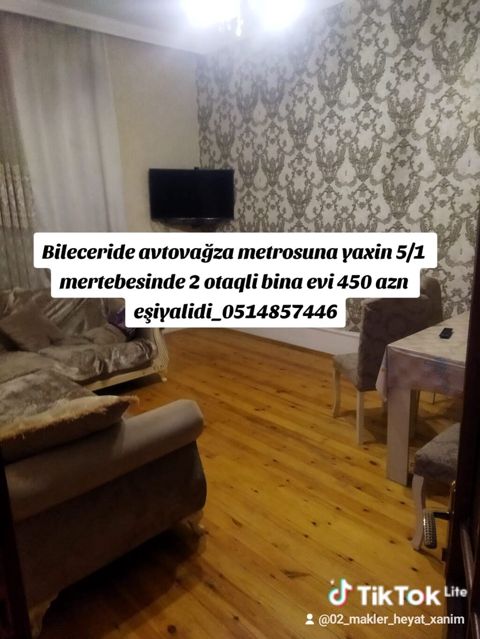 Bileceride avtovağza metrosuna yaxin 5/1 mertebesinde 2 otaqli bina