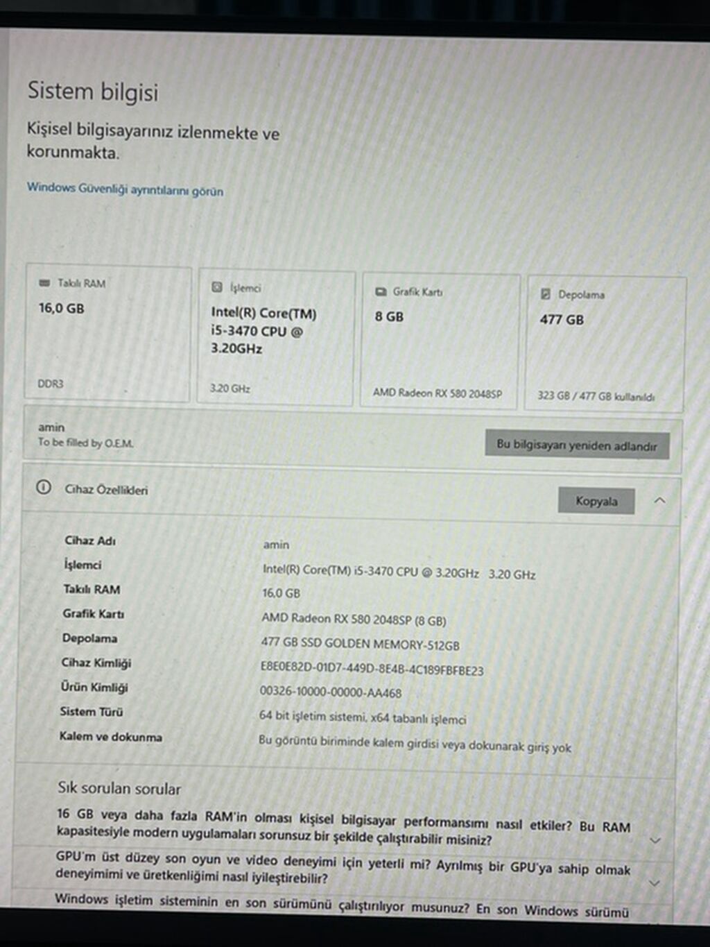 Oyun və gündəlik istifadə üçün toplama masaüstü kompüter Texniki — Elektronika, Bakı (2)