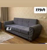 Boz rəngli, müasir dizaynlı 3 nəfərlik divan. - Yumşaq, velur tipli — Mebel