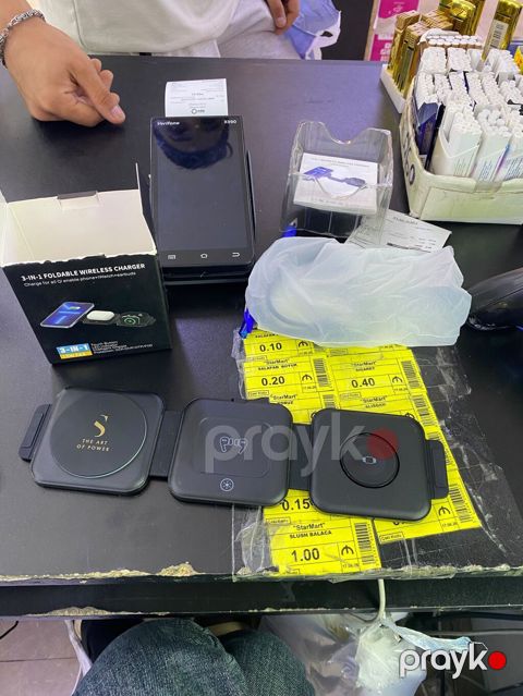 3‑ü‑1‑də qatlanan Simsiz Şarj Cihazı - Eyni anda telefon, ağıllı saat — Bakı