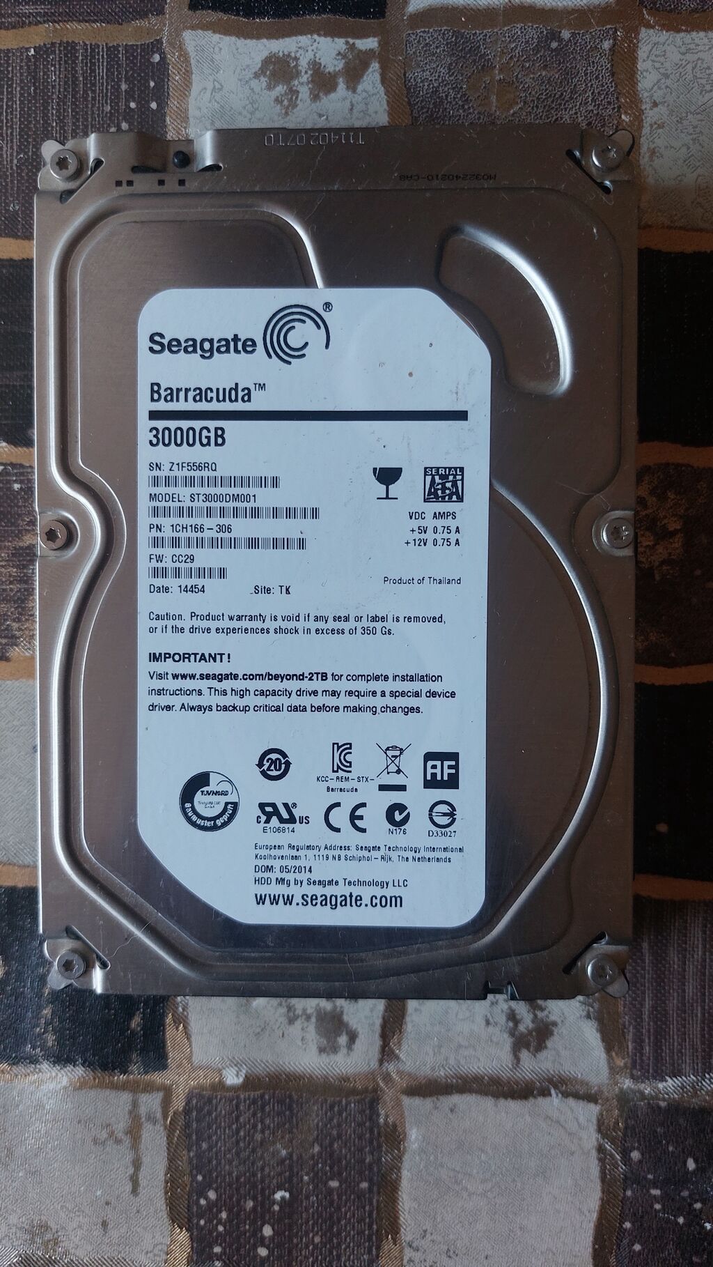 Seagate Barracuda 3TB HDD (ST3000DM001) - Tutum: 3000GB (3TB) - — Elektronika, Xırdalan