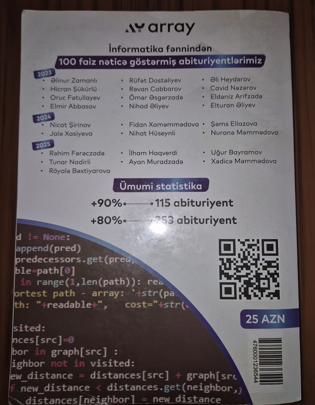 Array – “Abituriyentlər üçün İnformatika test bankı” (Yenilənmiş nəşr — Mallar, Bakı (2)