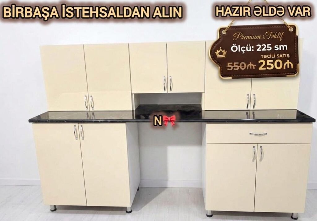 Satılır: *BİRBAŞA İSTEHSALDAN mətbəx mebeli* Qeyd: Yazılan qiymət — Mebel, Bakı