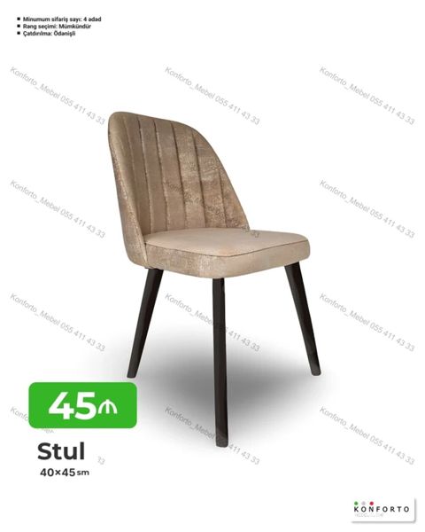 Stul – 40×45 sm - Yumşaq, komfortlu oturacaq və bel hissəsi -