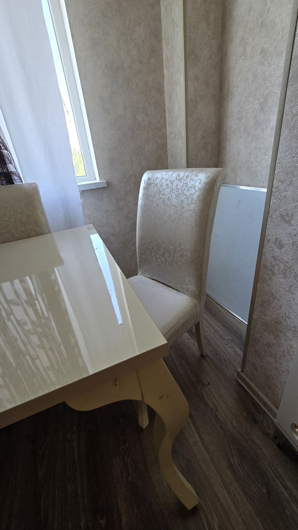 Ağ rəngli yemək otağı dəsti - Dəst: düzbucaqlı masa + 6 ədəd stul - — Mebel, Sumqayıt (2)