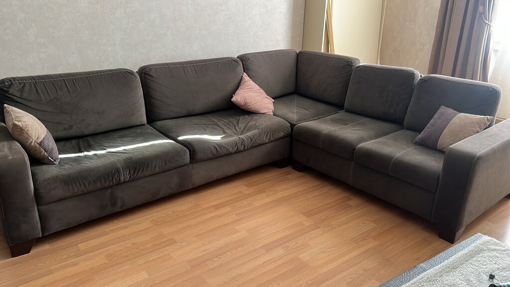 Künc divan, tünd boz rəng, L şəkilli — Divanlər, Bakı (3)