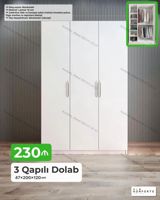 3 qapılı paltar dolabı - Ölçü: 47 × 200 × 120 sm - Material: 18 mm — Mebel