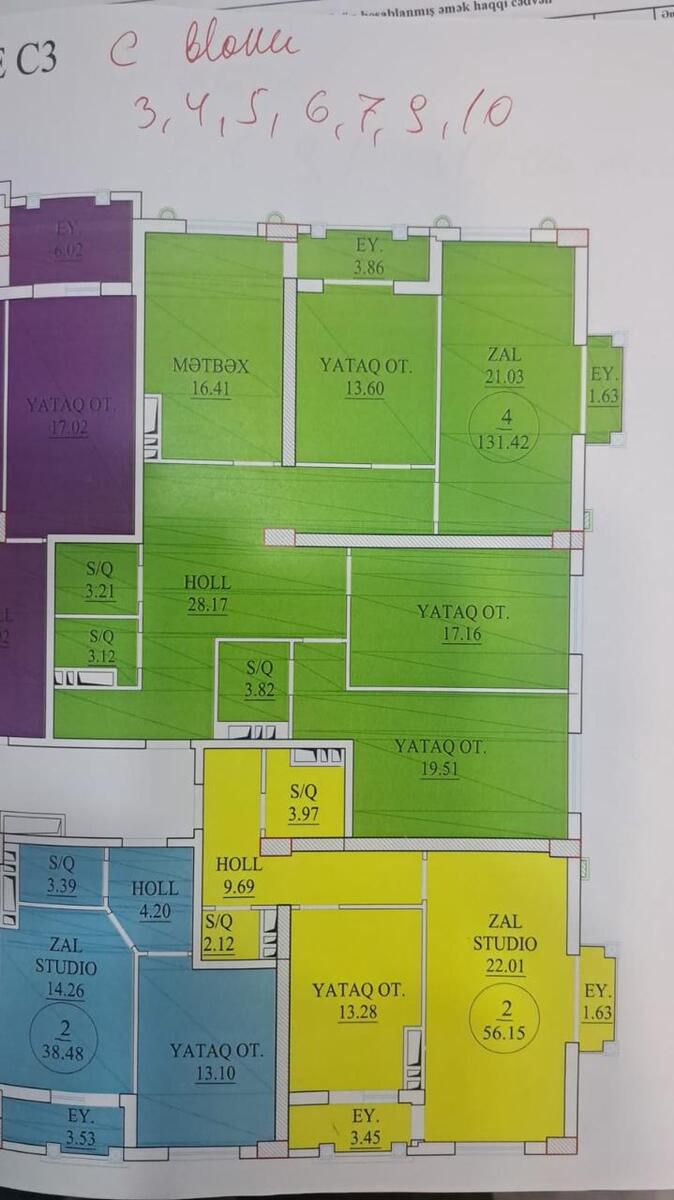 4-otaqlı yeni tikili, Nərimanov r., 131 m² — Daşınmaz əmlak, Bakı (8)