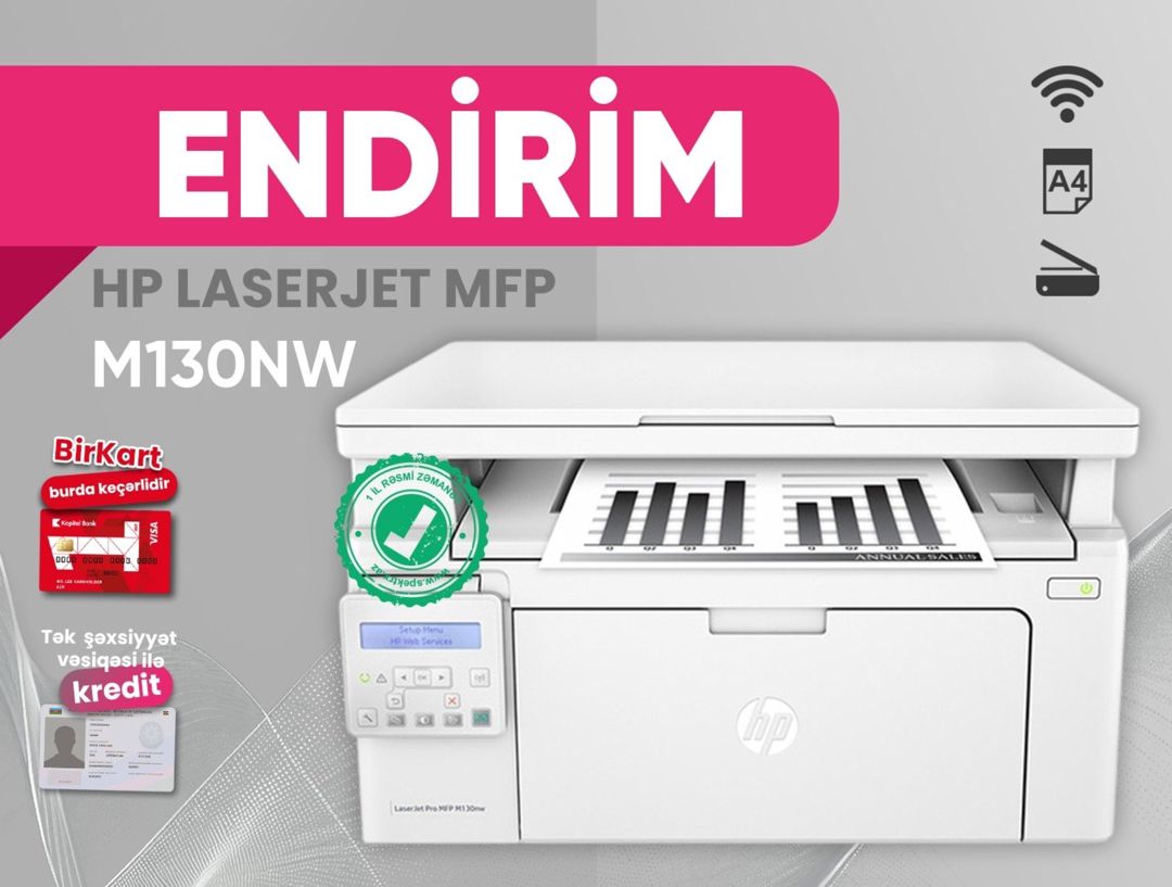 Printer HP LaserJet Pro MFP M130nw — Elektronika, Bakı