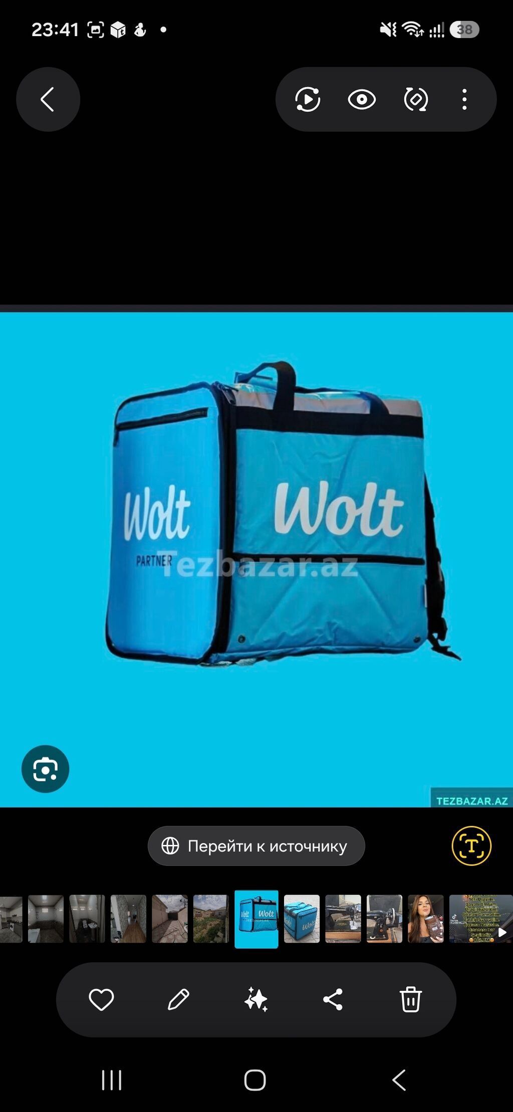 Wolt çatdırılma çantası (izoterm, mavi) - Ölçü: böyük həcmli kvadrat — Mallar, Xırdalan (2)