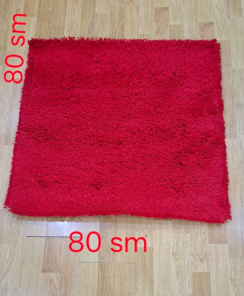 Qırmızı Shaggy Xalça 80×80 sm