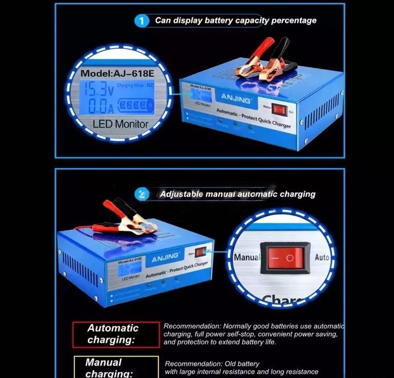 Anjing 618E 12V-24V Avtomobil Akkumulyator Şarj Cihazı — Avto, Bakı (2)
