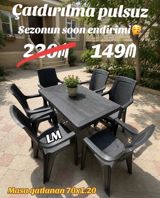 Yeni Plastik masa dəsti📌 _*Qatlanan masa+6 STUL*_ 📌 *Qiymət — Mallar