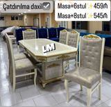 Qonaq otağı üçün, Yeni, Açılmayan, Dördbucaq masa, 6 stul — Zülfiyyə mebel — Mebel