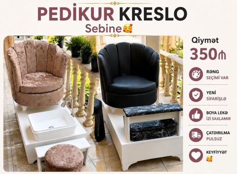 Pedikur kreslo — keramika vannası ilə yeni sifarişlə