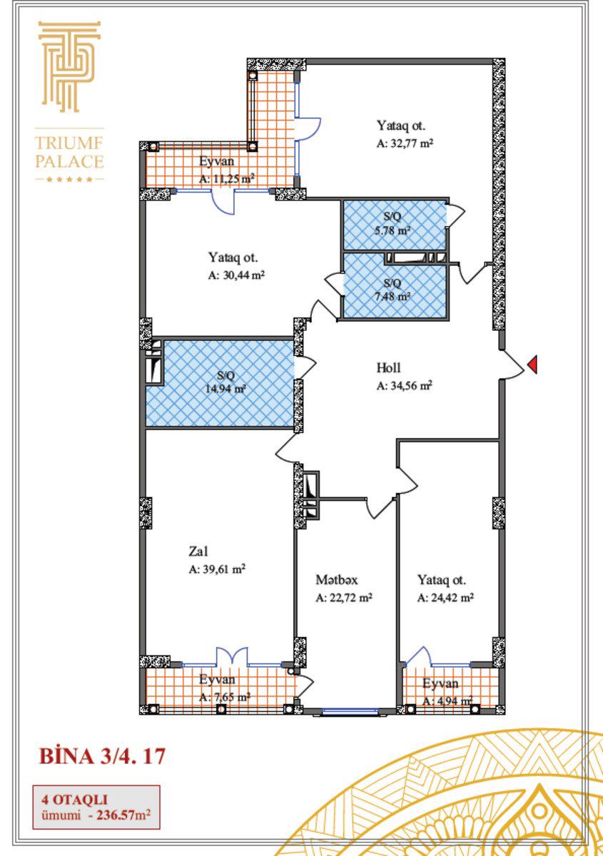 Satılır 4 otaqlı yeni tikili 236 m² — Mənzil, Bakı (11)