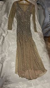 Zərif axşam/toy libası — şampan-bej ombre, kristal bəzəkli — Wedding dresses