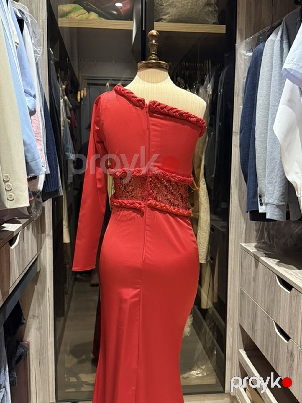 Qırmızı axşam libası S olcu 45kg x 167 cm - Kəsim: Asimmetrik – — Şəxsi əşyalar, Bakı (6)
